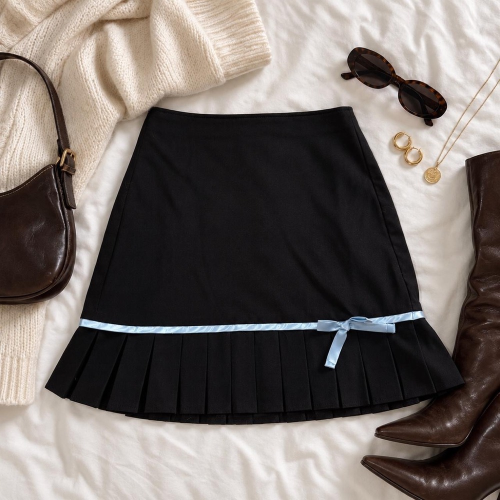 pleated mini skirt